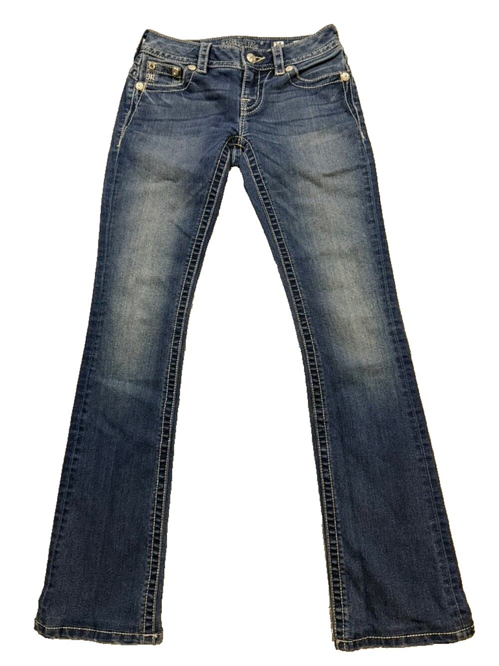 Miss Me Womens 24 Bootcut Jeans Dark Wash Paisley Embroidered Rhinestone E161D